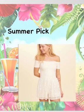 Hollister Off the Shoulder Romantic Lace Romper/Medium